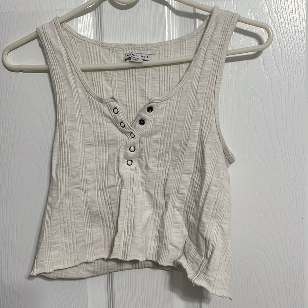 White cropped Henley tank